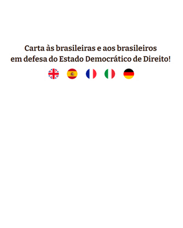 Carta às Brasileiras e Brasileiros em defesa do Estado Democrático de Direito