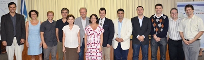 Participantes da abertura do encontro, entre eles alguns Afiliados do Rio de Janeiro recém-eleitos, os organizadores do evento, o presidente da ABC e a vice-presidente da Regional Rio