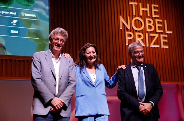 Serge Haroche (2012, Nobel de Física), May-Britt Moser (2014, Nobel de Medicina) e David MacMillan (2021, Nobel de Química).